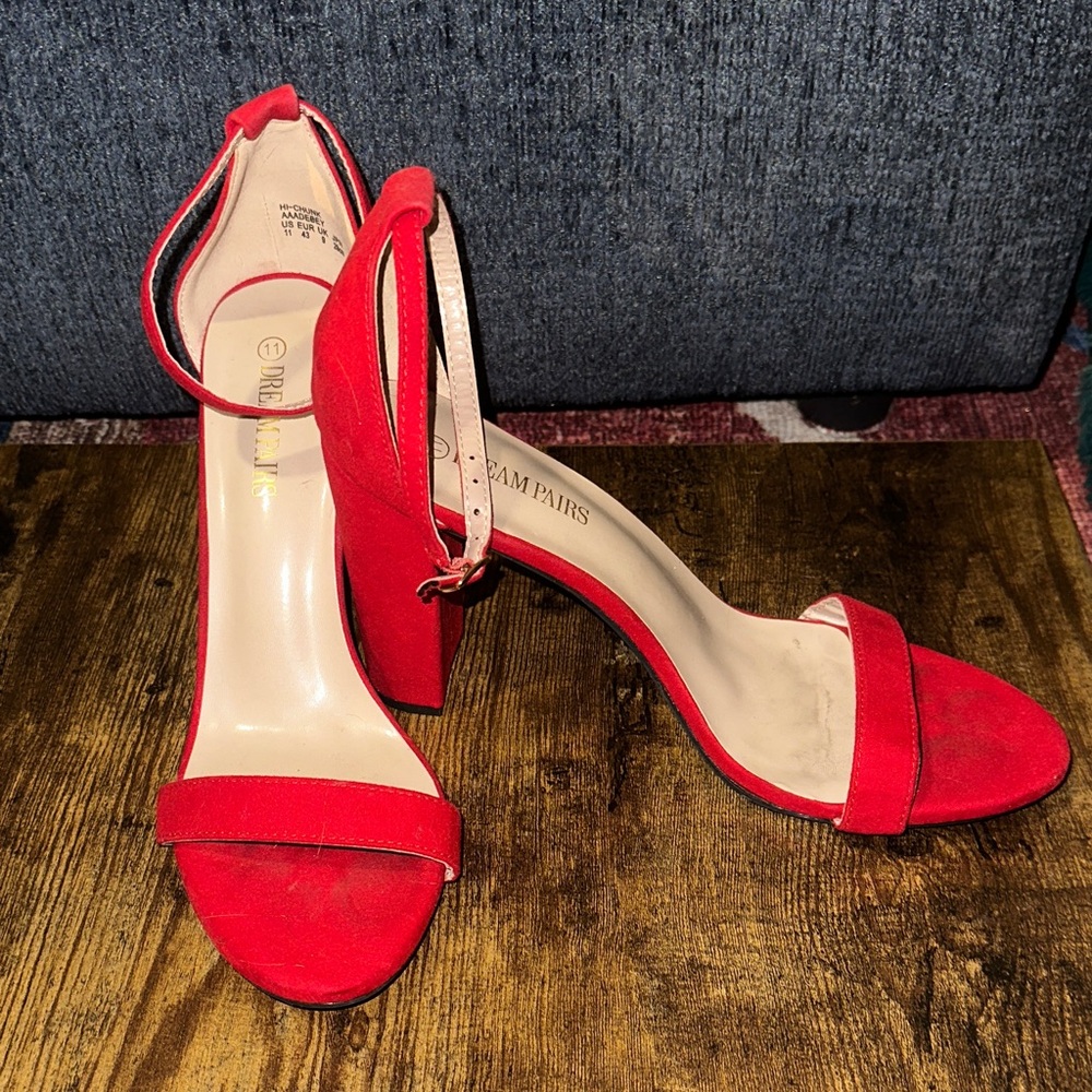 Dream Pairs Bold Red Block Heels